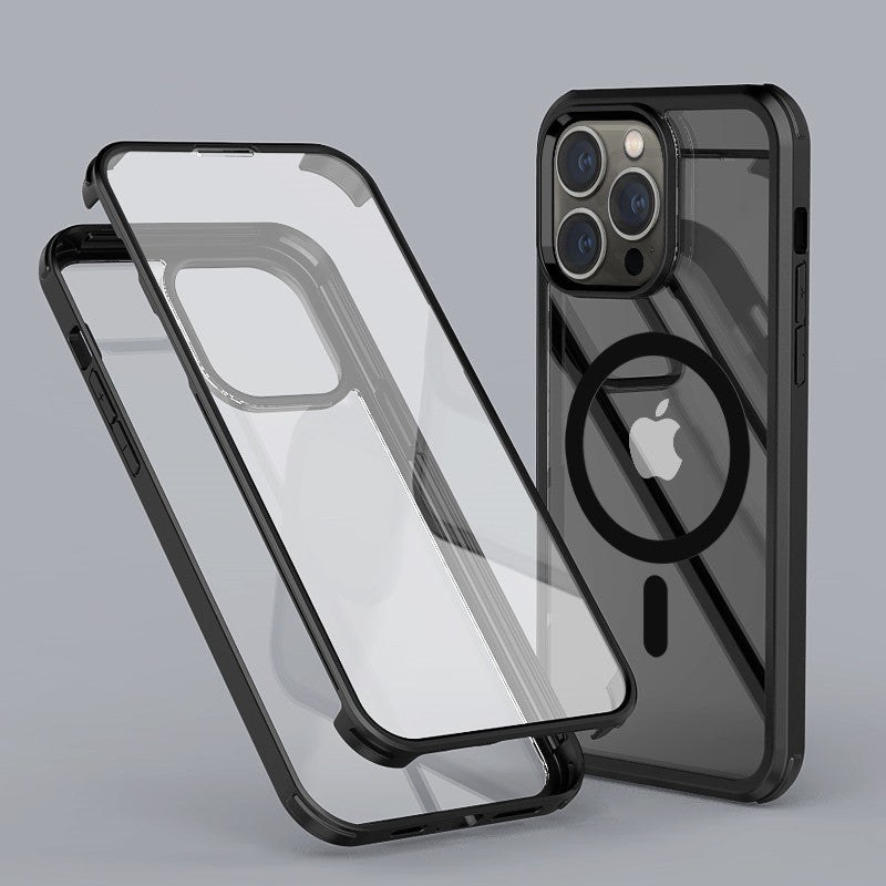 Apple Silicone Case iPhone 14 Pro Max Double Sided Tempered Glass Cover 14 Plus 360 Full-Body Screen Camera Protector