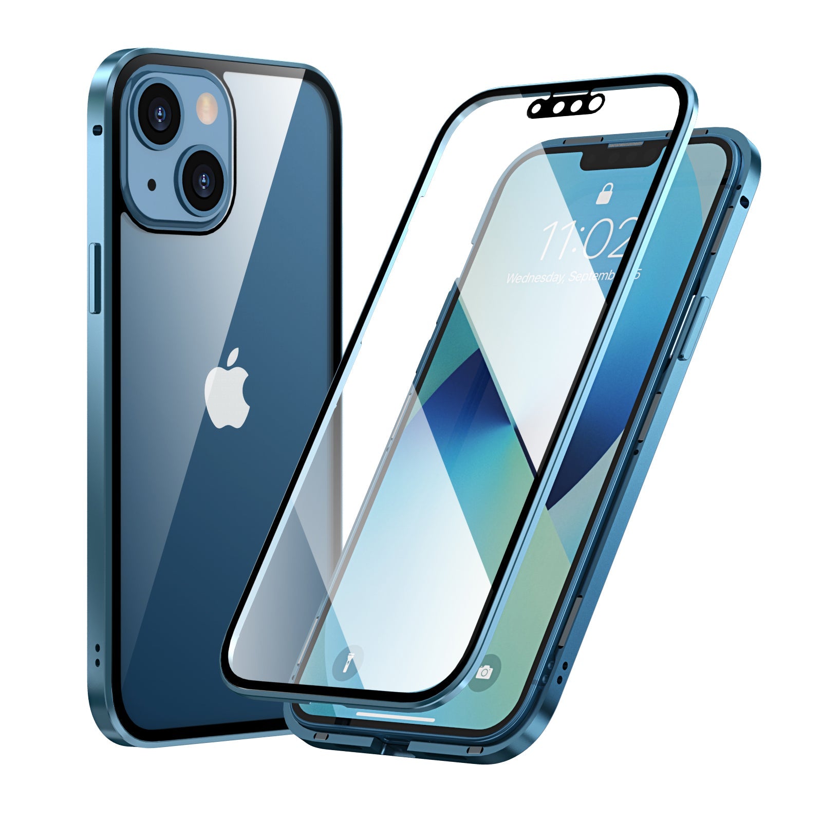 iPhone 13 Pro MAX Magnetic Adsorption Case 13 Mini High Clear Double Sided Tempered Glass Cover