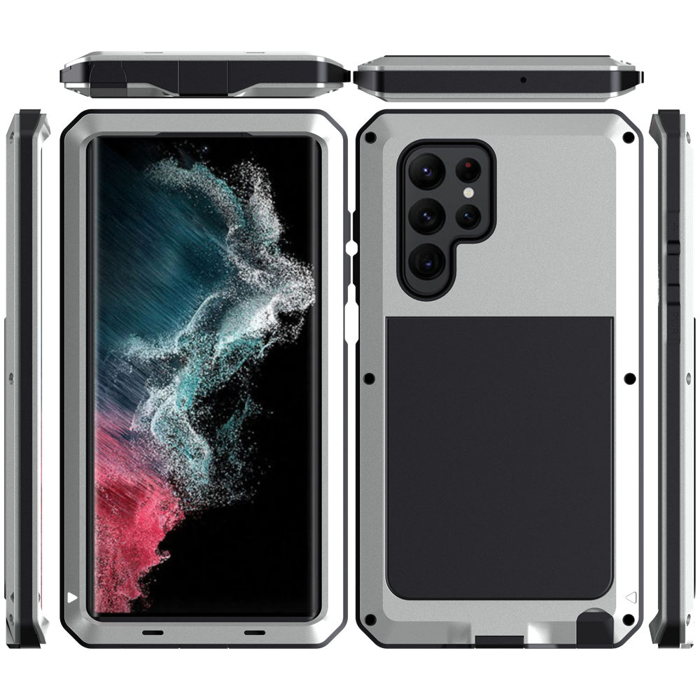 Luxury Case Samsung S22 Ultra Doom Armor Cover Outdoor Galaxy S22 Plus Shockproof Metal Aluminum 360 Full Body Bumper + Screws