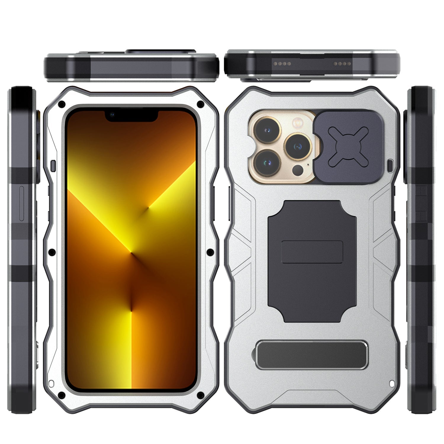 Apple iPhone 13 Pro Max Milit?r Handyh¨¹lle 12 Pro Rugged Armor Case Sto?stange Metall Gleiten Kameraschutz St?nder