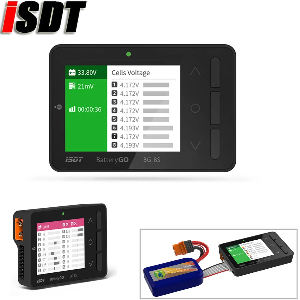 ISDT BattGo BG-8S Smart Battery Meter Digital Capacity Checker Balancer Receiver Signal Tester for NiMH, LiPo, Li-ion, NiCd-ShoptAI	