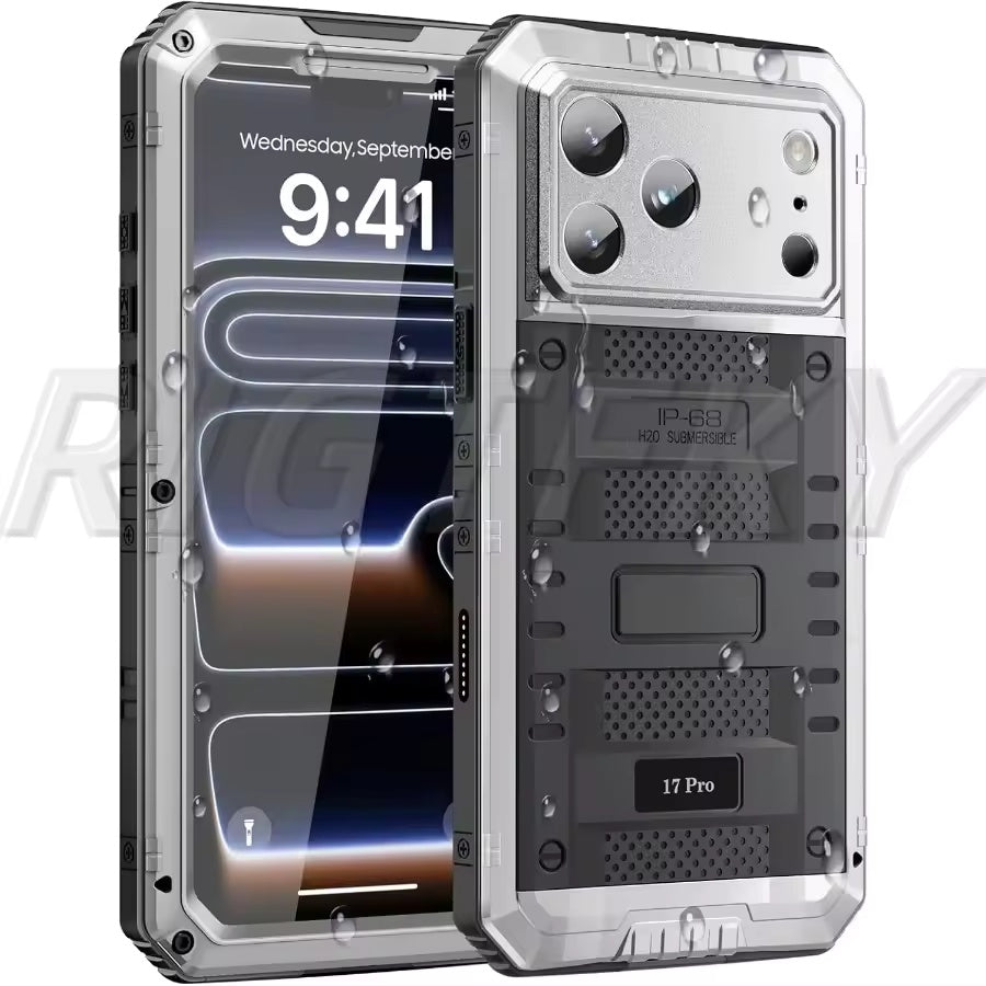 IP68 Wasserdichte Hülle für iPhone 17 Pro Max 16 Plus 15 14 Air Heavy Duty Handyhülle Stoßfeste Metallabdeckung Gehärtetes Glas Displayschutzfolie