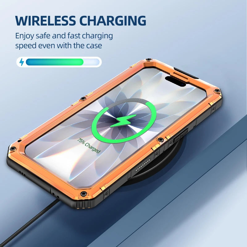 IP68 Wasserdichte Hülle für iPhone 17 Pro Max 16 Plus 15 14 Air Heavy Duty Handyhülle Stoßfeste Metallabdeckung Gehärtetes Glas Displayschutzfolie