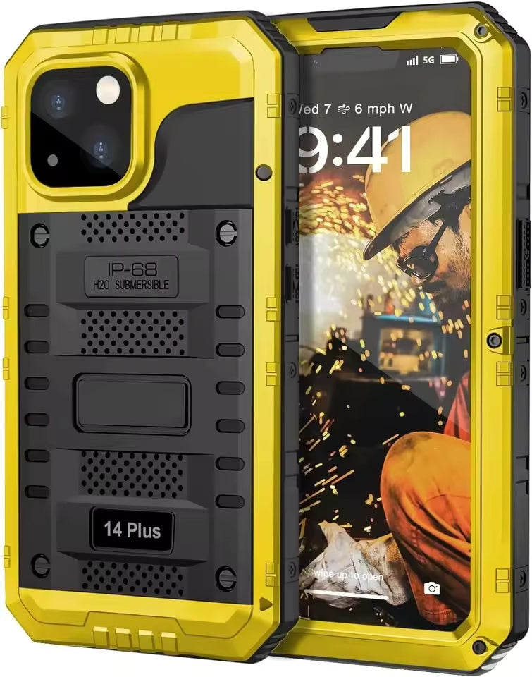 IP68 Wasserdichte Hülle für iPhone 17 Pro Max 16 Pro 15 14 Air Heavy Duty Handyhülle Stoßfeste Metallabdeckung Gehärtetes Glas Displayschutzfolie