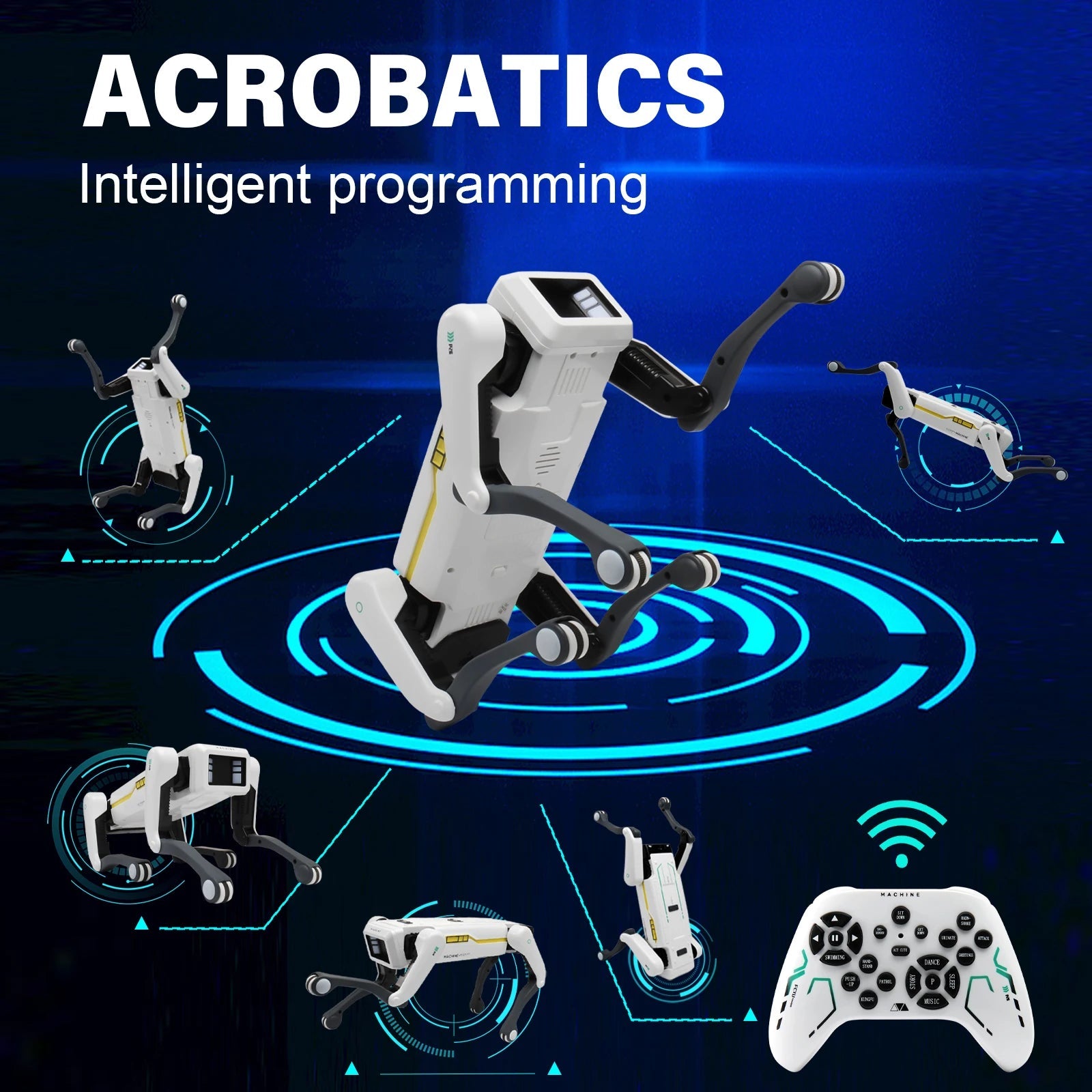 AI RC Robot Dog Toy Voice Dialogue APP Remote Control Programming Singing Dancing Machine for Kids-ShoptAI	