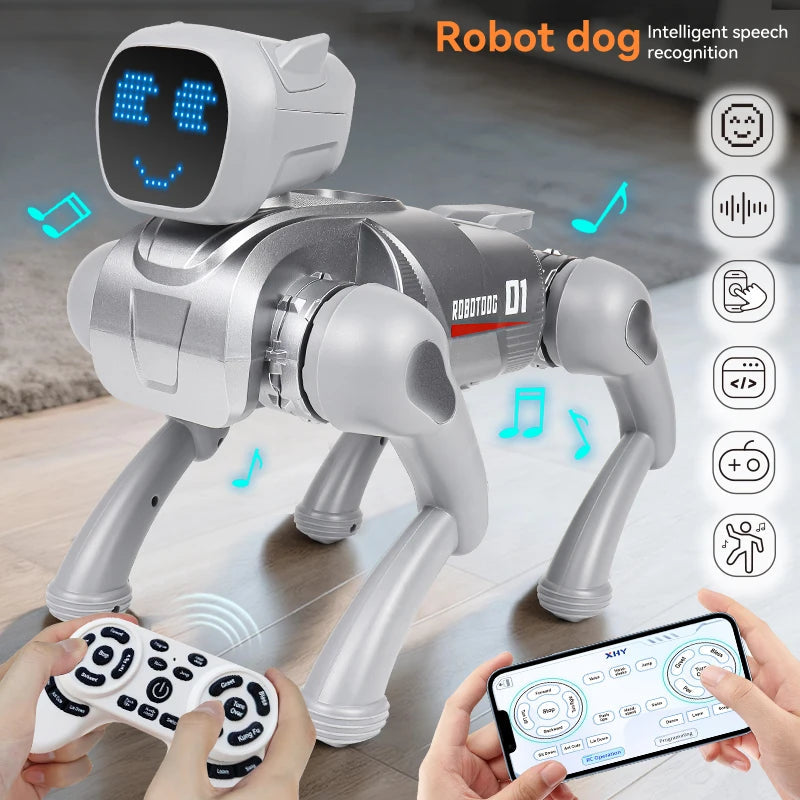 RC AI Smart Robot Dog Toys Remote Control Voice Command Programmable With Singing and Dancing Toy for Kids-ShoptAI	