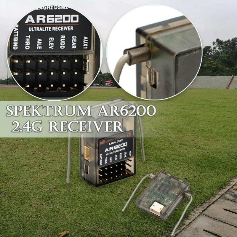 6CH DSM2 AR6200 Spectrum Receiver With Satellite for Specktrum DX6i DX7 DX8 DX9 JR DSX6 DSX9 RC Helicoter Plane-ShoptAI	