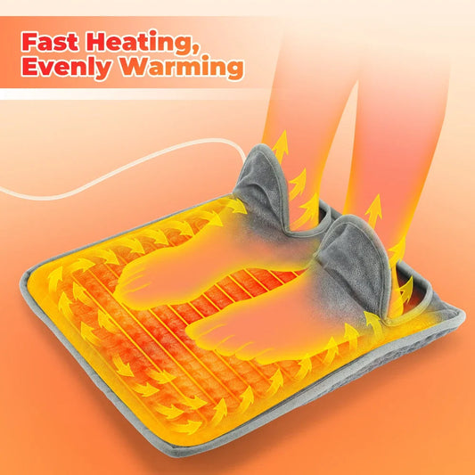 Electric Foot Heating Pad Washable Feet Warmer Heater Mat Plush Thermal Blanket Home Office Bedroom-ShoptAI	