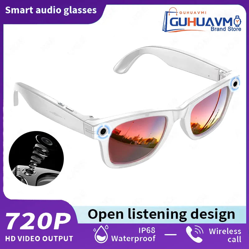 AI Smart Glasses 8MP Camera Video Recording 100+ Languages Translation Sunglasses Bluetooth Call Music Play Men Women-ShoptAI	
