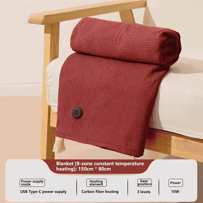 USB Electric Blanket Xiaomi Winter Portable Warm Blanket Washable Shoulder and Knee Fast Heating Home Camping-ShoptAI	