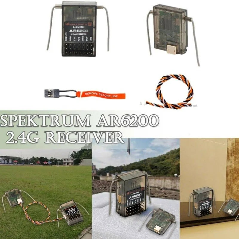 6CH DSM2 AR6200 Spectrum Receiver With Satellite for Specktrum DX6i DX7 DX8 DX9 JR DSX6 DSX9 RC Helicoter Plane-ShoptAI	