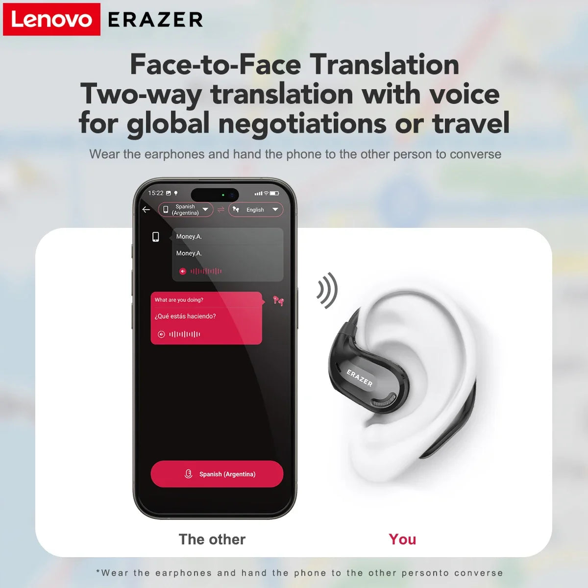 ERAZER XT66PRO AI Translator Earbuds Bluetooth Earphones ASMR Headsets DIY APP Wireless Headphones 13 Hours long life Display-ShoptAI	