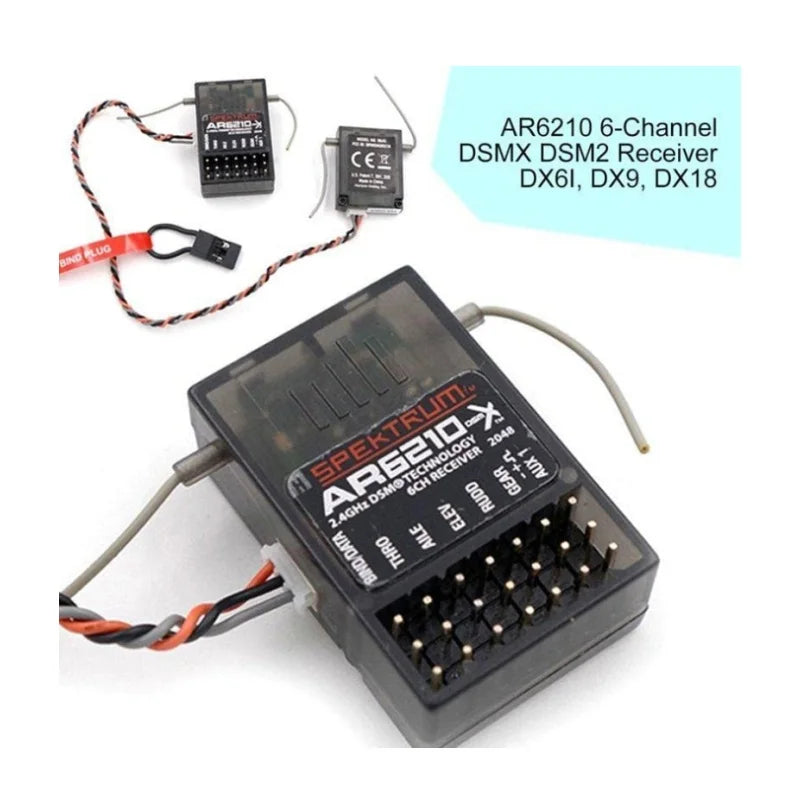 AR6210 Spectrum Receiver DSMX 2.4G 6 Channel W Satellite Fit Specktrum DX6i DX7 DX8 NX8 NX10 AR9020 JR DSX7 DSX9 Airplane-ShoptAI	