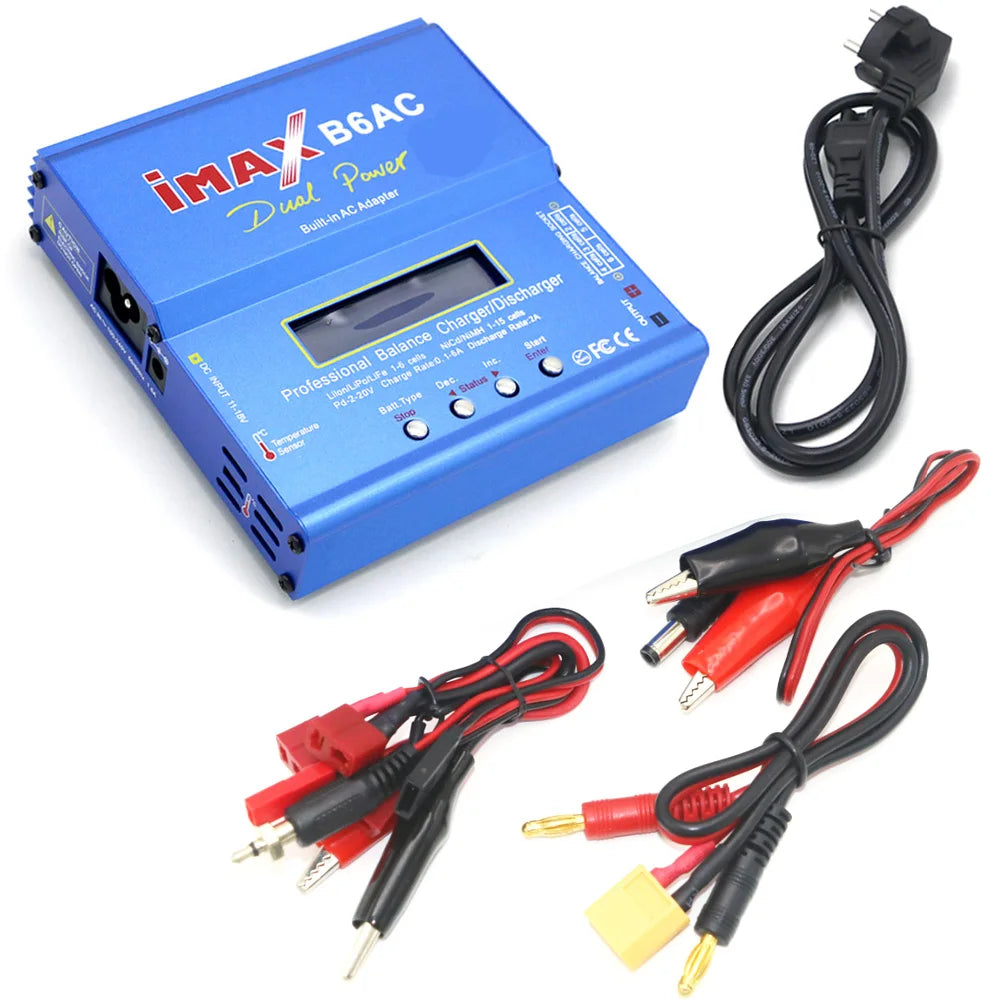 Imax B6AC Charger 80W 6A Balance Charger B6 AC RC Digital LCD Screen Li-ion LiFe Nimh Nicd PB Lipo Battery Discharger-ShoptAI	