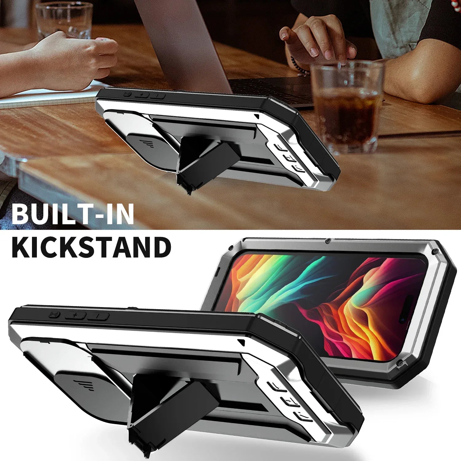 Aluminum Metal Case for iPhone Air 17 Pro Max 16e 16 15  Military Armor Shockproof Slide Lens Cover Heavy Duty Glass Screen Protector	