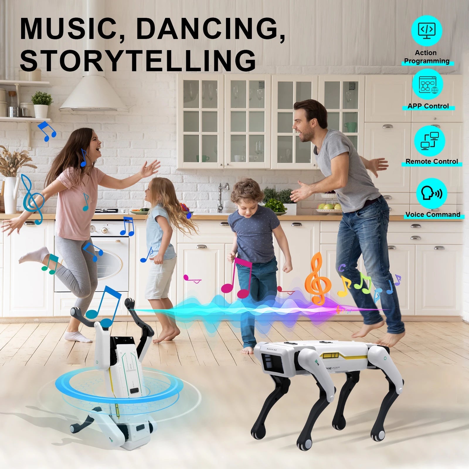 AI RC Robot Dog Toy Voice Dialogue APP Remote Control Programming Singing Dancing Machine for Kids-ShoptAI	