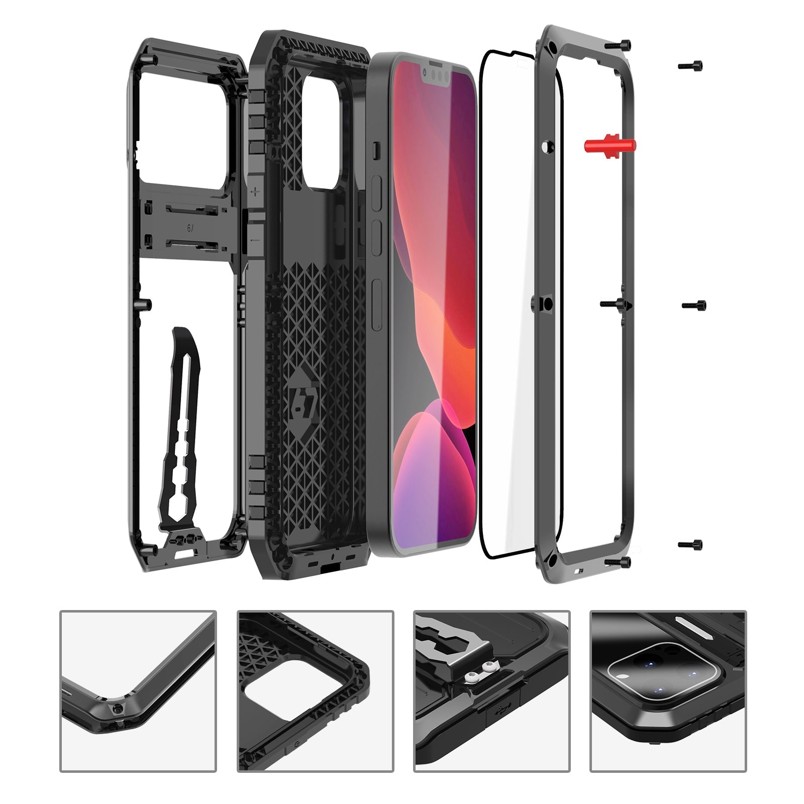 Apple iPhone 13 Pro Max Milit?r H¨¹lle Handy Apple 13 Sto?fester R¨¹ckenclip Metall R¨¹stung Case
