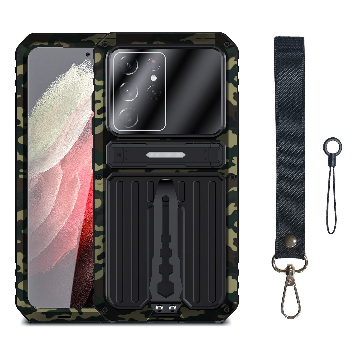 Milit?ry Case Samsung S21 Ultra Metal Armor Cover Shockproof Galaxy S21 FE Back Clip Invisible Bracket