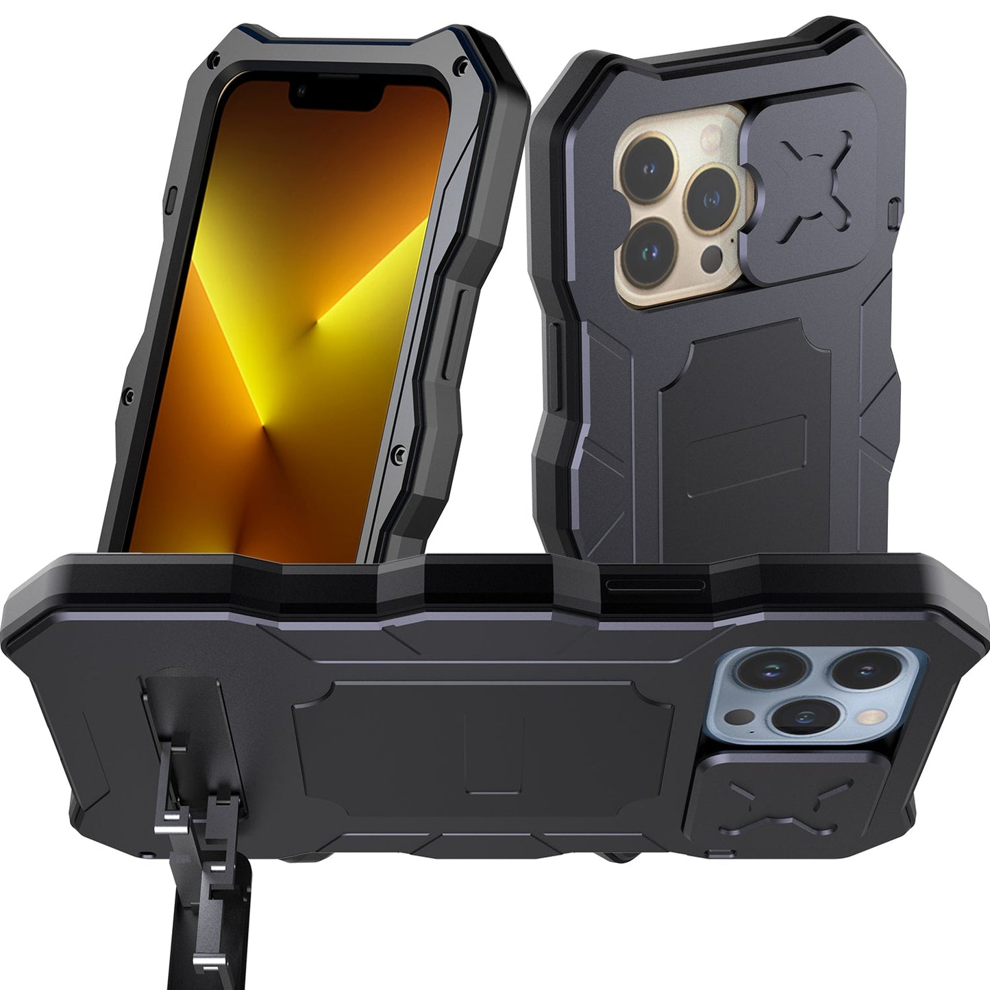 Apple iPhone 13 Pro Max Milit?r Handyh¨¹lle 12 Pro Rugged Armor Case Sto?stange Metall Gleiten Kameraschutz St?nder
