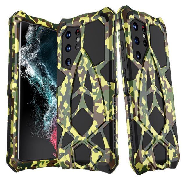 Cooles Samsung Galaxy S22 Ultra H¨¹lle Rennauto Schwerlast Robuste Abdeckung Metall R¨¹stung Case