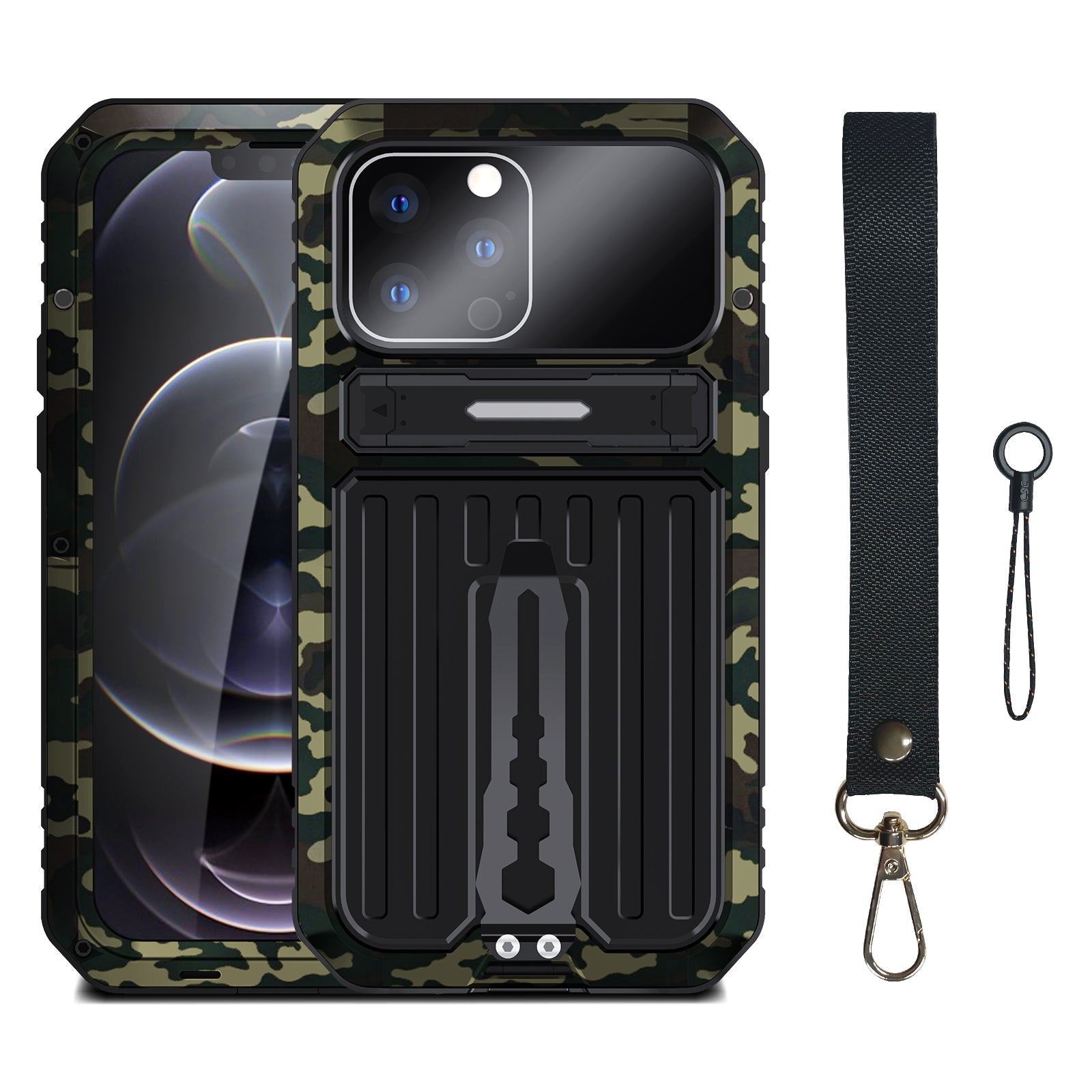 Milit?r H¨¹lle iPhone 14 Pro Max Metallpanzerung Apple 14 Plus Sto?fester R¨¹ckenclip St?nder