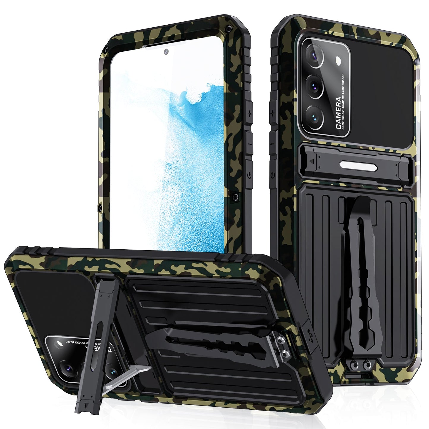 Samsung Galaxy S22 Ultra Milit?r H¨¹lle Armor Cover Shockproof Plus Metal Back Clip Invisible Bracket