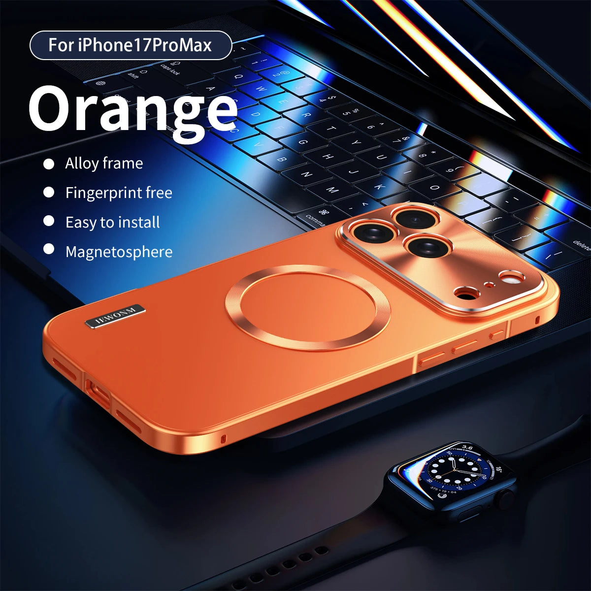 All Aluminum Metal Case for iPhone 17 Pro max Frame Magnetic Suction PC Frosted Backplate Phone Cover  Shockproof Ultra-Thin	