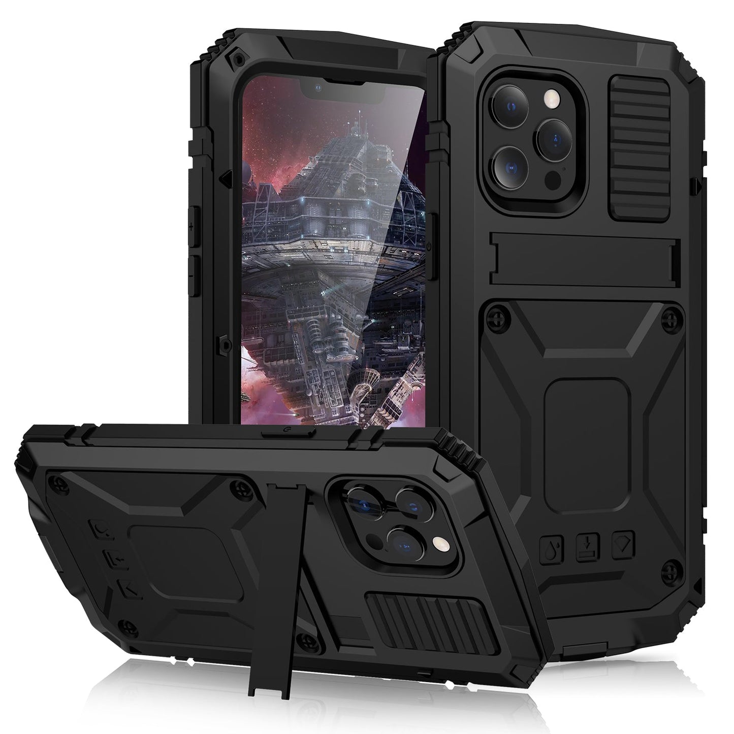 iPhone 13 Pro Max Milit?r Qualit?t H¨¹lle Kameraschutz Robuste R¨¹stung in Sto?fest Heavy Duty 360 Full Cover