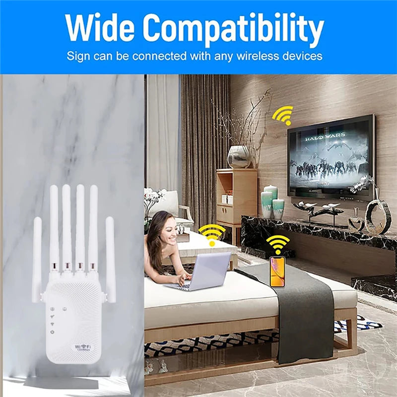 1200/300Mbps Wifi Repeater Amplifier 2.4G 5G Network Expander Range Extender WiFi Signal Booster Wireless Router-ShoptAI	