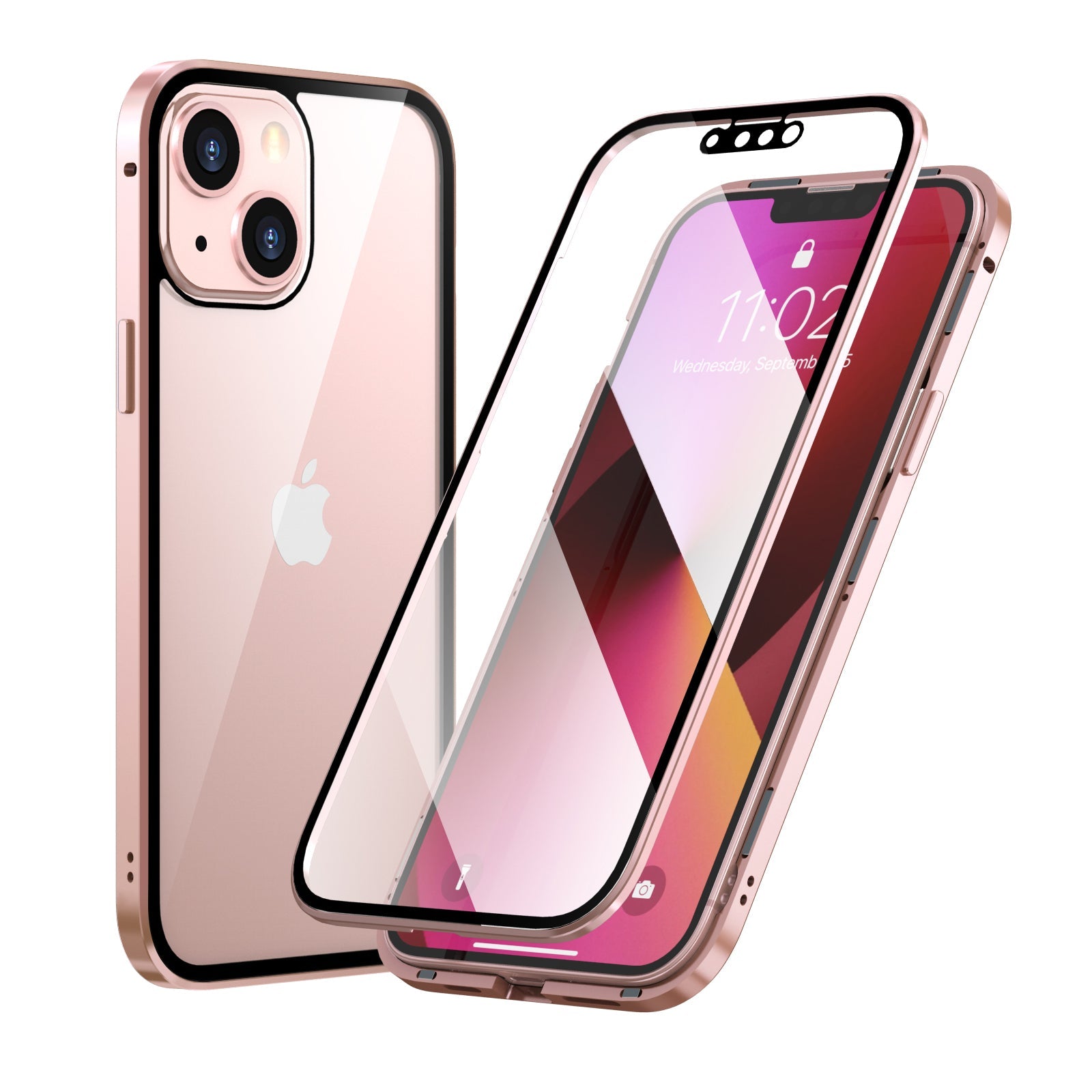 iPhone 13 Pro MAX Magnetic Adsorption Case 13 Mini High Clear Double Sided Tempered Glass Cover