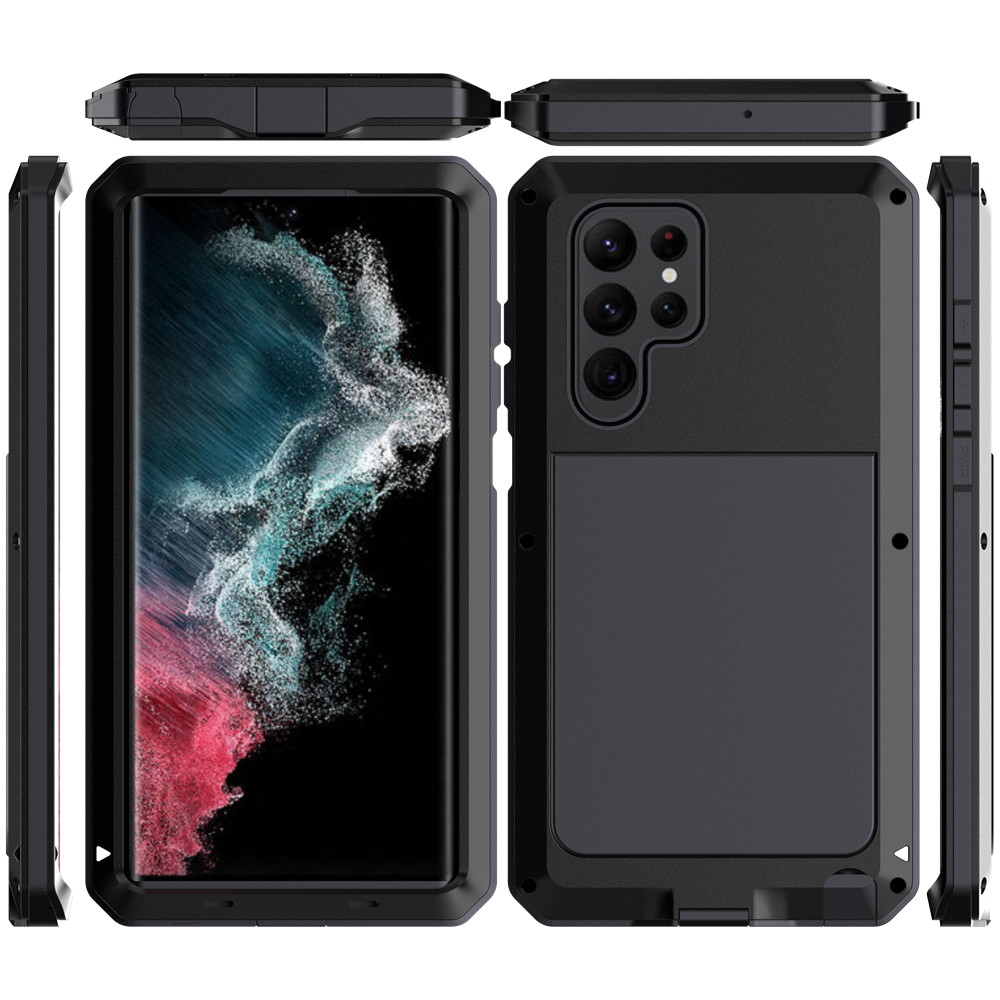 Luxury Case Samsung S22 Ultra Doom Armor Cover Outdoor Galaxy S22 Plus Shockproof Metal Aluminum 360 Full Body Bumper + Screws