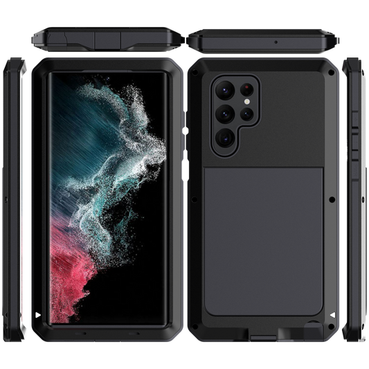 Luxury Case Samsung S22 Ultra Doom Armor Cover Outdoor Galaxy S22 Plus Shockproof Metal Aluminum 360 Full Body Bumper + Screws