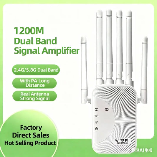 1200Mbps Wifi Amplifier Dual band 2.4G/ 5G Signal Repeater Network Expander Range Extender 300Mbps WiFi Booster Wireless Router-ShoptAI	