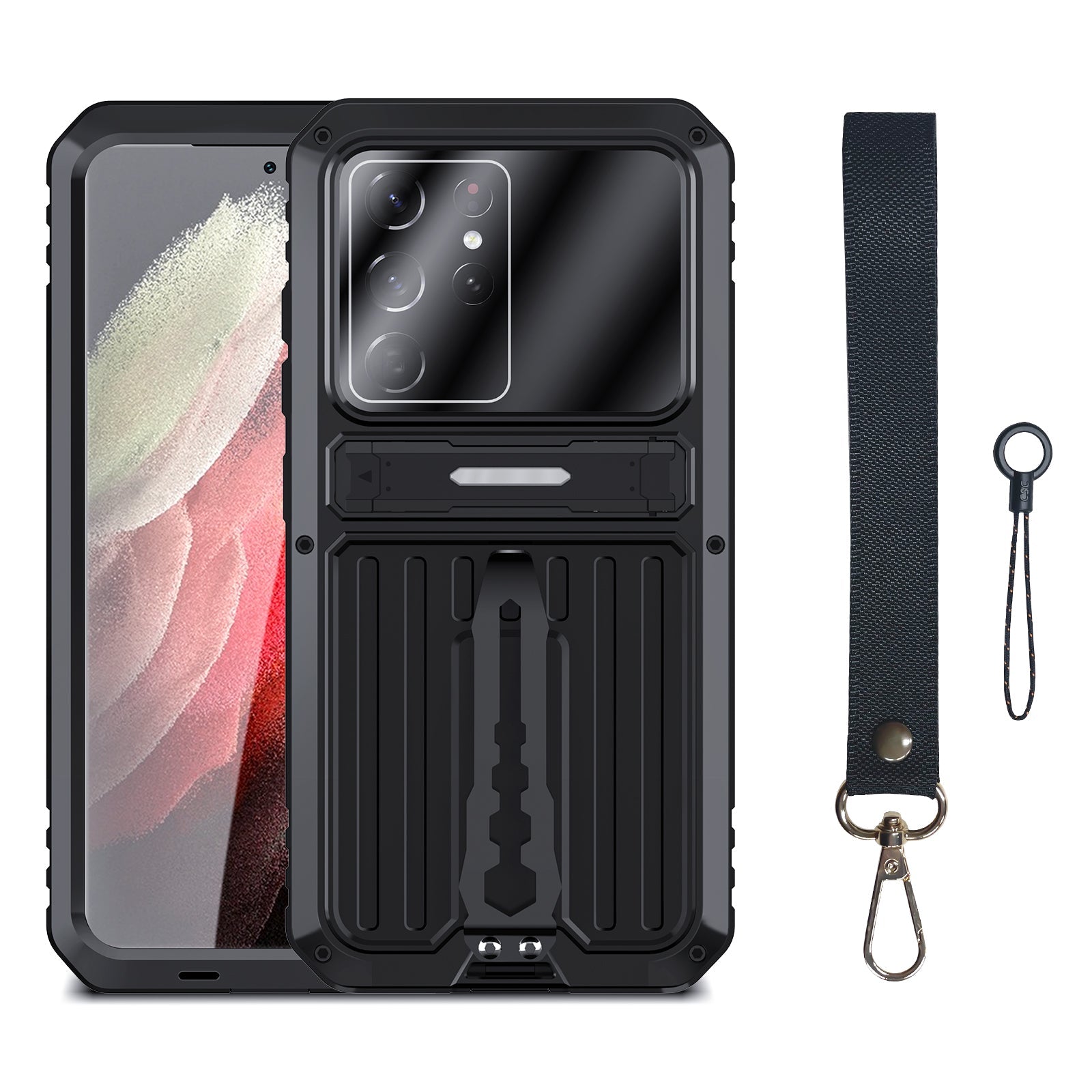 Milit?ry Case Samsung S21 Ultra Metal Armor Cover Shockproof Galaxy S21 FE Back Clip Invisible Bracket