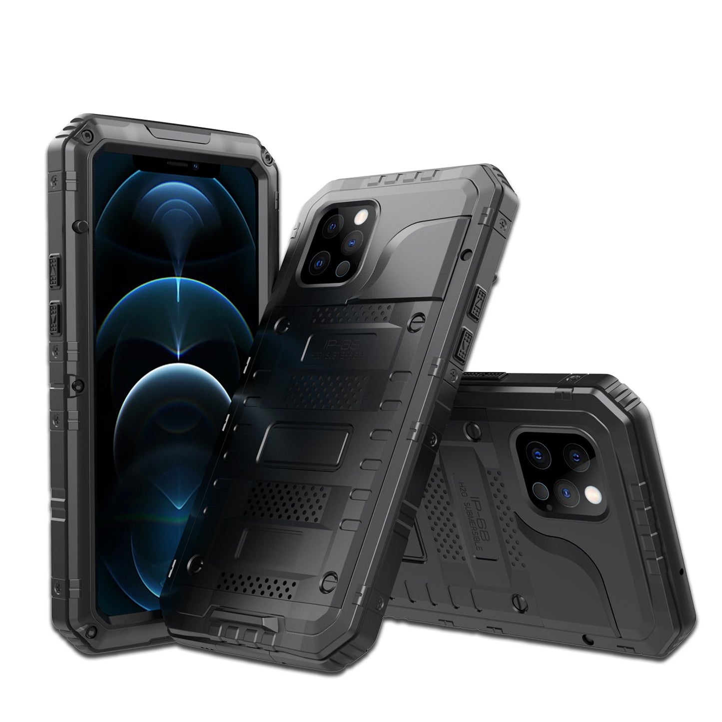 Luxury IP68 Waterproof Apple iPhone 12 Pro Max Gorilla Case Milit?ry Safeguard Outdoor Heavy Duty Metal Armor Cover