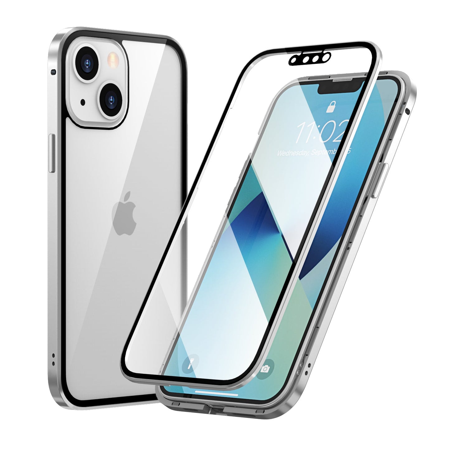 iPhone 13 Pro MAX Magnetic Adsorption Case 13 Mini High Clear Double Sided Tempered Glass Cover