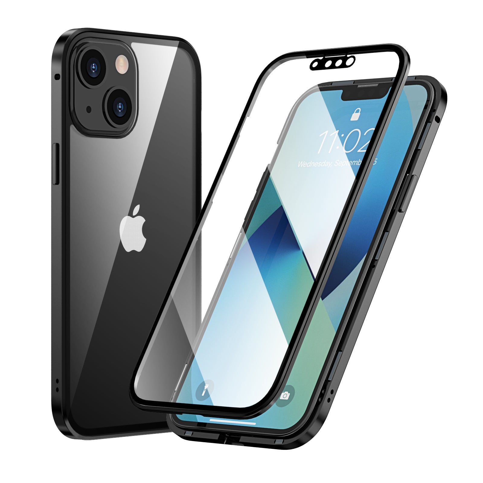 iPhone 13 Pro MAX Magnetic Adsorption Case 13 Mini High Clear Double Sided Tempered Glass Cover