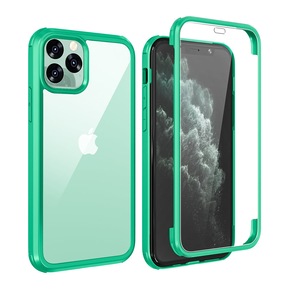 Apple iPhone 11 Pro Max Silikon H¨¹lle Doppelseitige Geh?rtete Glas abdeckung 360 Ganzk?rper Displayschutzfolie