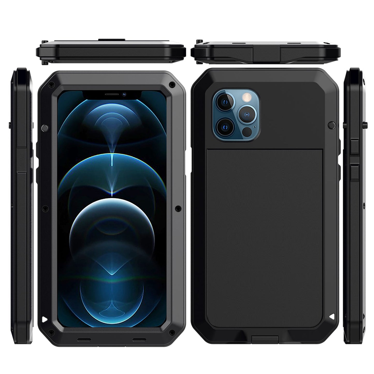 Luxury Doom Armor Case iphone 12 Pro Max Shockproof Dustproof Metal Aluminum Gorilla Glass 360 Full Body Cover Screws