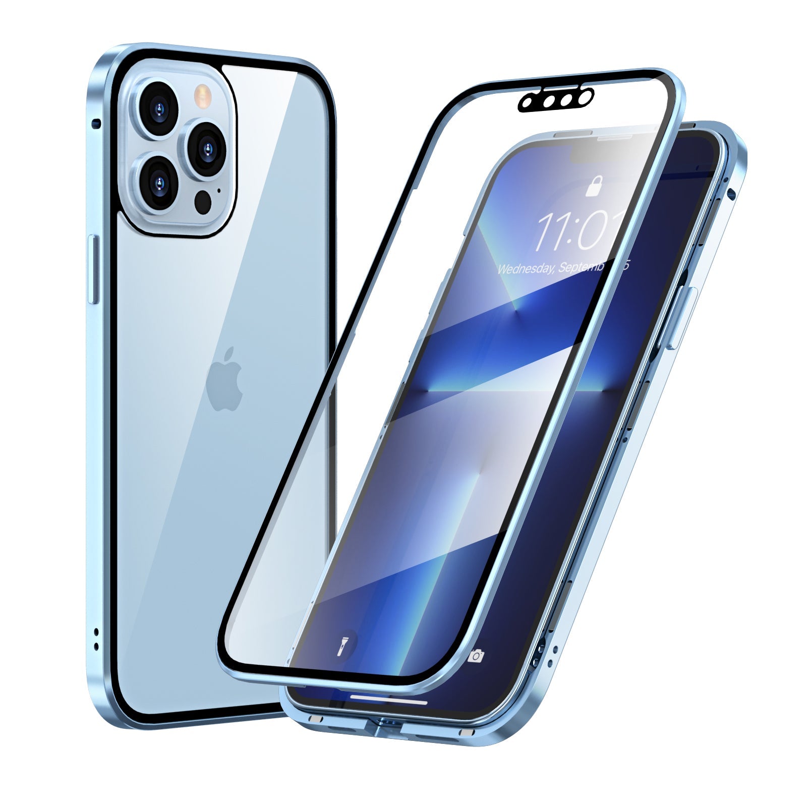 iPhone 13 Pro MAX Magnetic Adsorption Case 13 Mini High Clear Double Sided Tempered Glass Cover