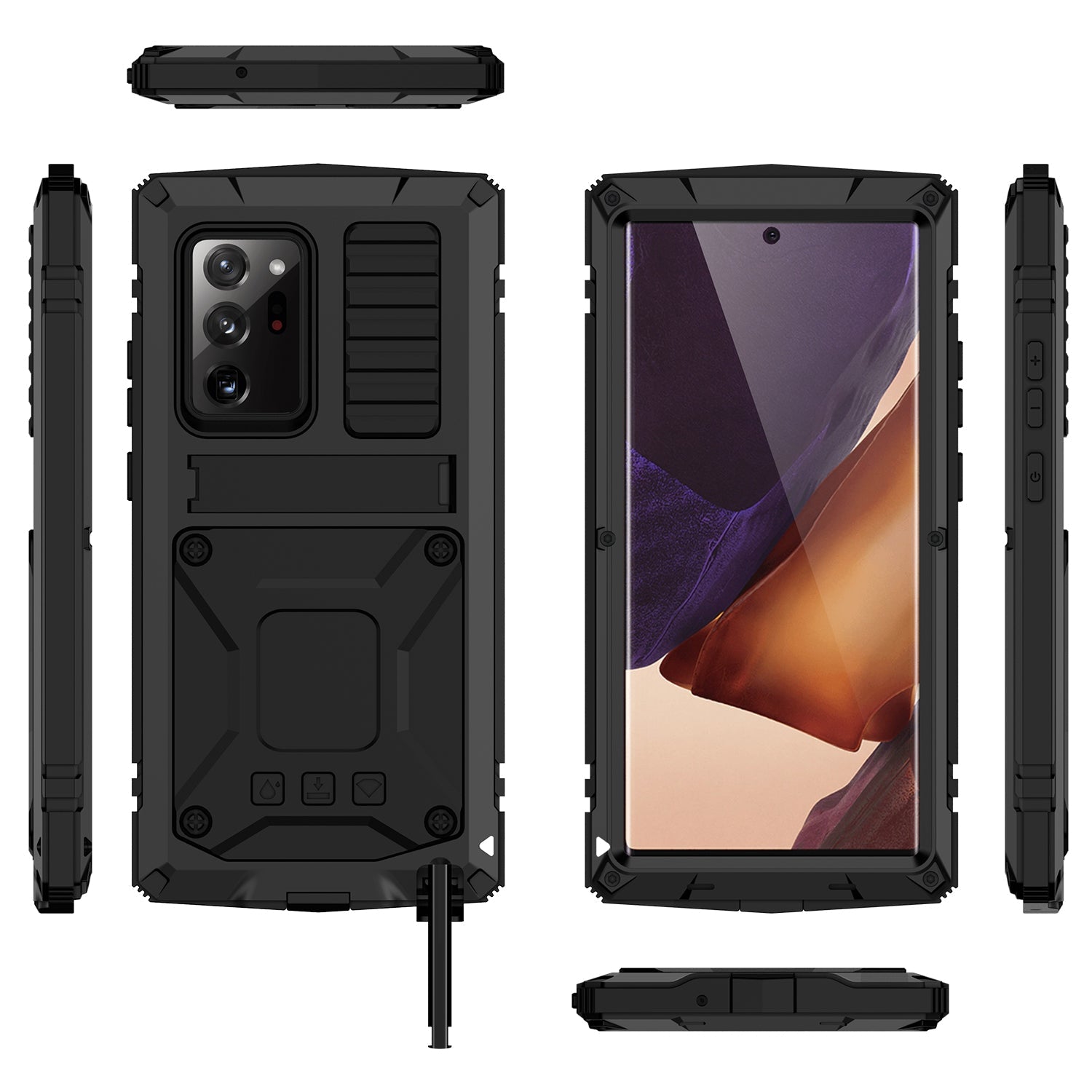 Milit?r Samsung Galaxy Note 20 Ultra Handyh¨¹lle Schwerlast Geh?use Robuste R¨¹stung Sto?fester Case St?nder 360 Grad Kameraschutz