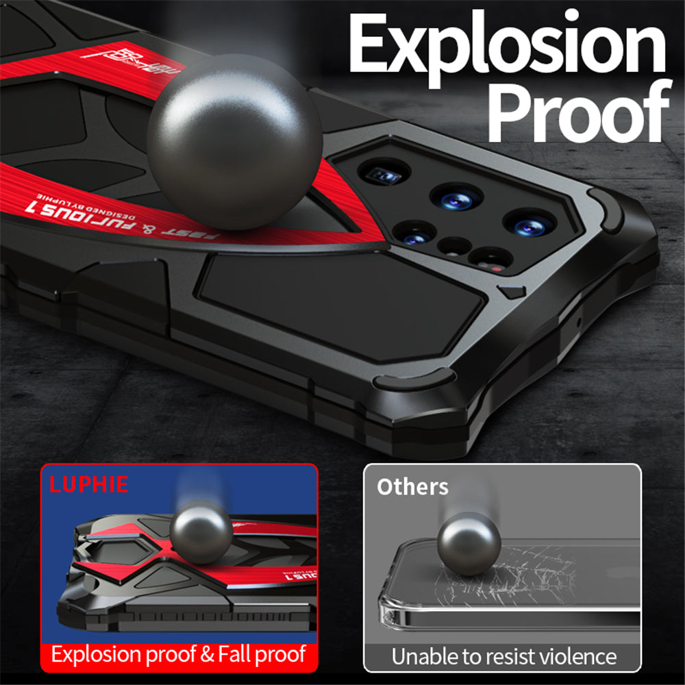 Cooles Samsung Galaxy S22 Ultra H¨¹lle Rennauto Schwerlast Robuste Abdeckung Metall R¨¹stung Case