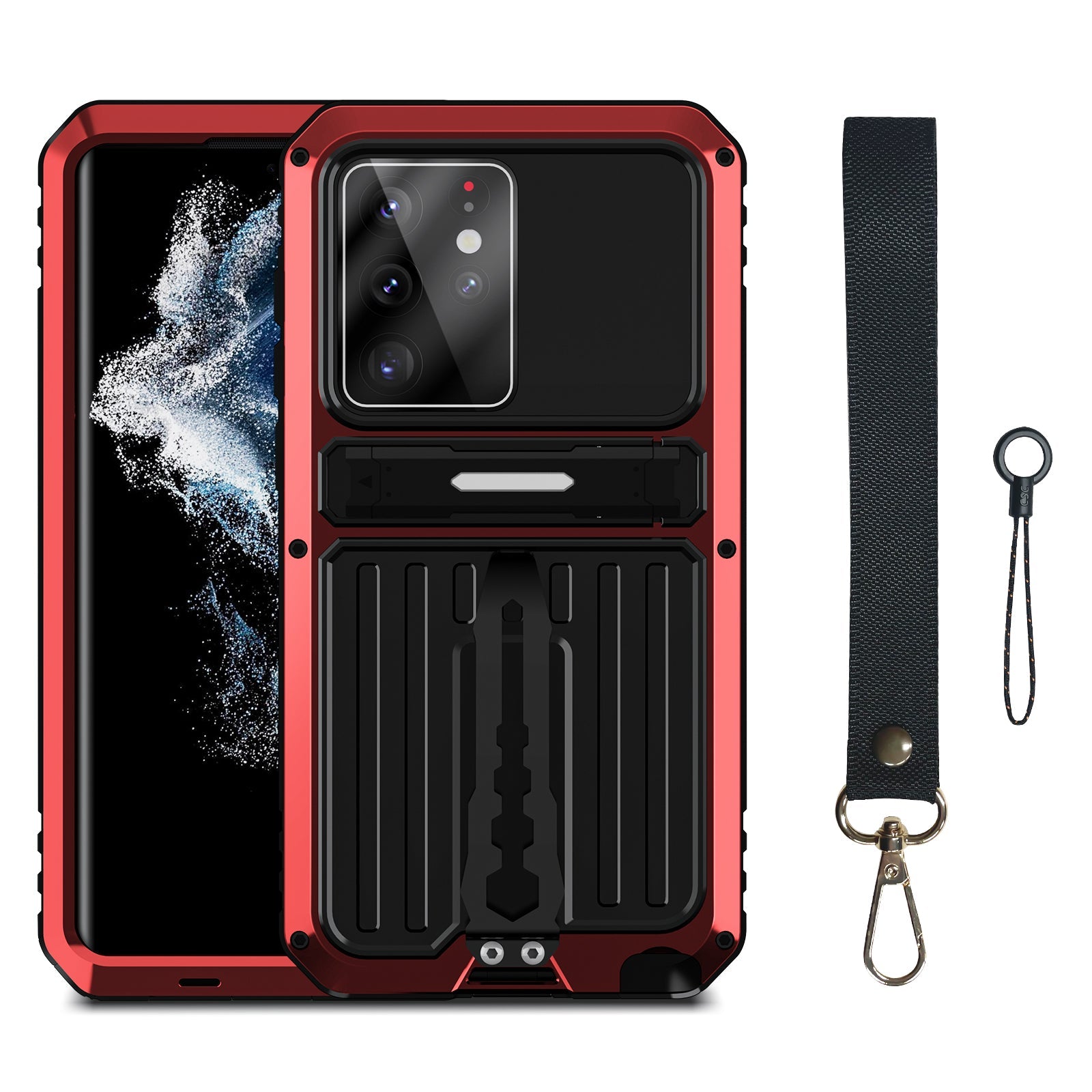 Samsung Galaxy S22 Ultra Milit?r H¨¹lle Armor Cover Shockproof Plus Metal Back Clip Invisible Bracket