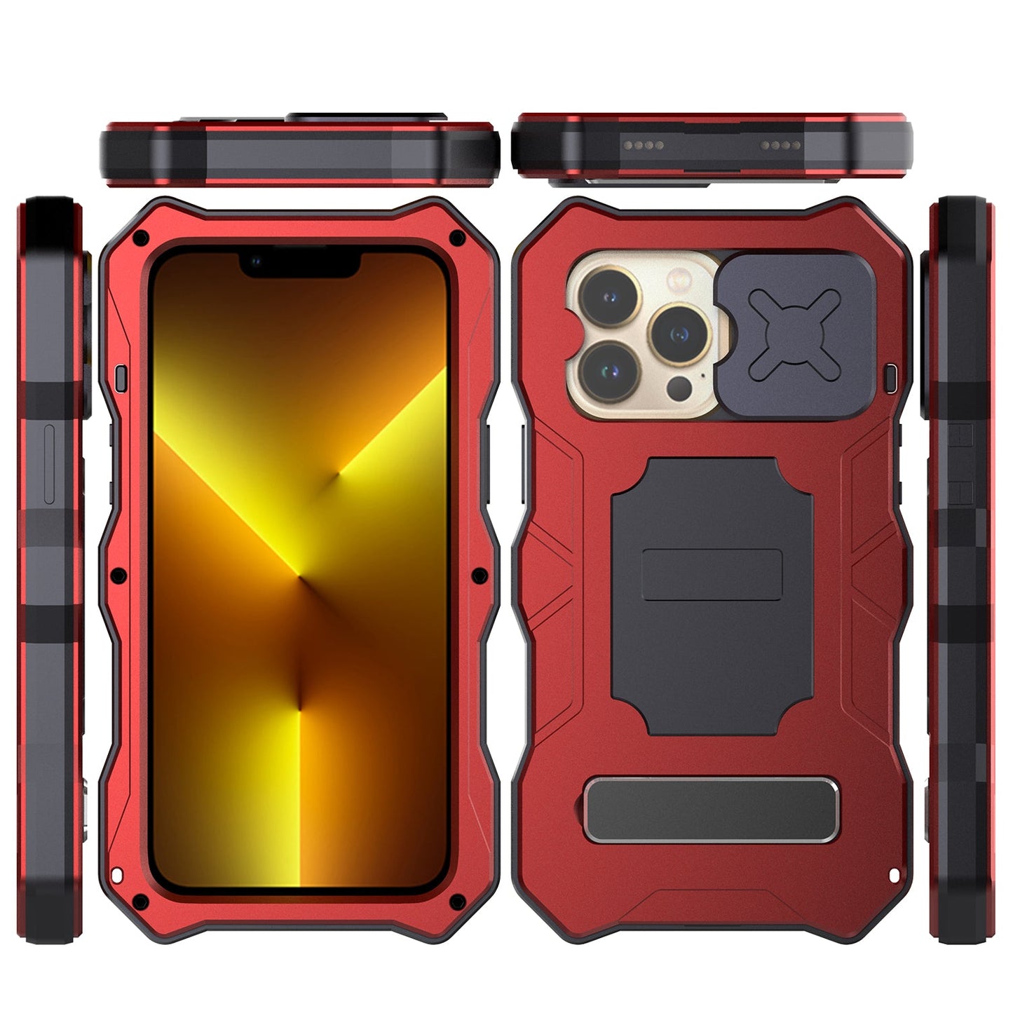 Apple iPhone 13 Pro Max Milit?r Handyh¨¹lle 12 Pro Rugged Armor Case Sto?stange Metall Gleiten Kameraschutz St?nder