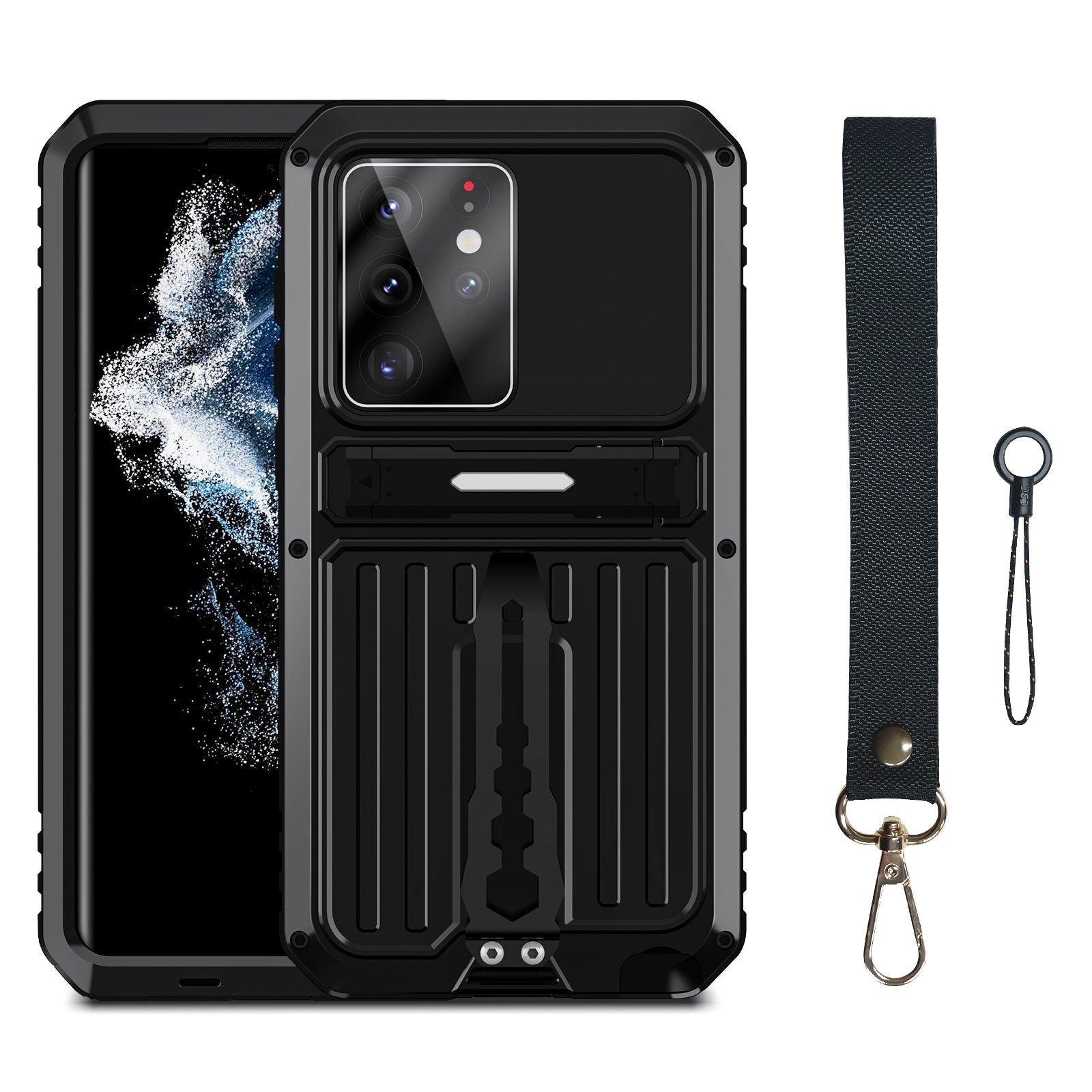 Samsung Galaxy S22 Ultra Milit?r H¨¹lle Armor Cover Shockproof Plus Metal Back Clip Invisible Bracket