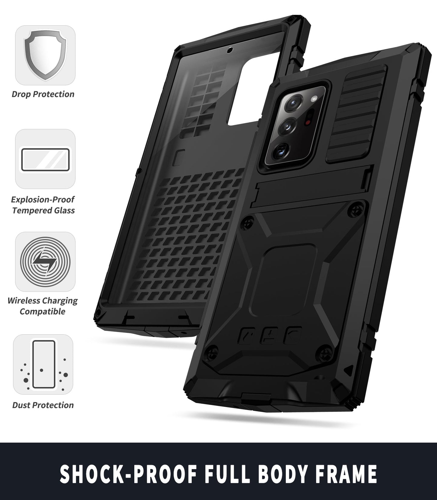 Milit?r Samsung Galaxy Note 20 Ultra Handyh¨¹lle Schwerlast Geh?use Robuste R¨¹stung Sto?fester Case St?nder 360 Grad Kameraschutz