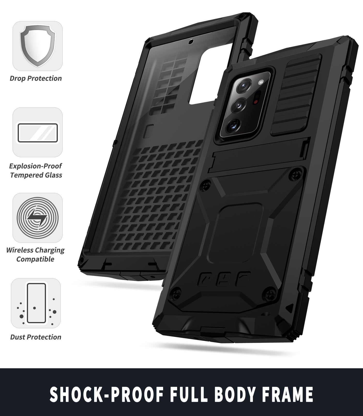 Milit?r Samsung Galaxy Note 20 Ultra Handyh¨¹lle Schwerlast Geh?use Robuste R¨¹stung Sto?fester Case St?nder 360 Grad Kameraschutz