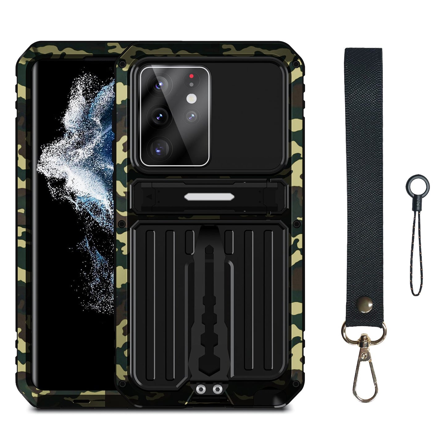 Samsung Galaxy S22 Ultra Milit?r H¨¹lle Armor Cover Shockproof Plus Metal Back Clip Invisible Bracket
