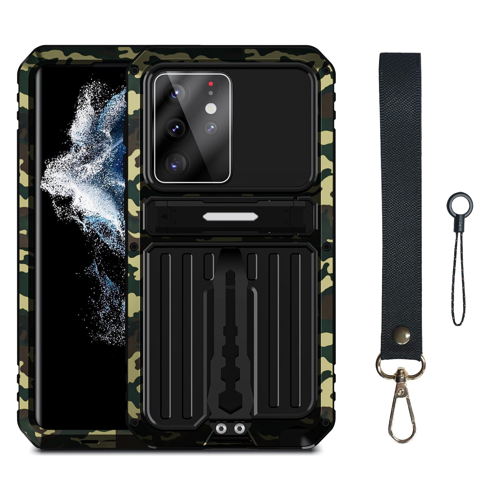 Samsung Galaxy S22 Ultra Milit?r H¨¹lle Armor Cover Shockproof Plus Metal Back Clip Invisible Bracket