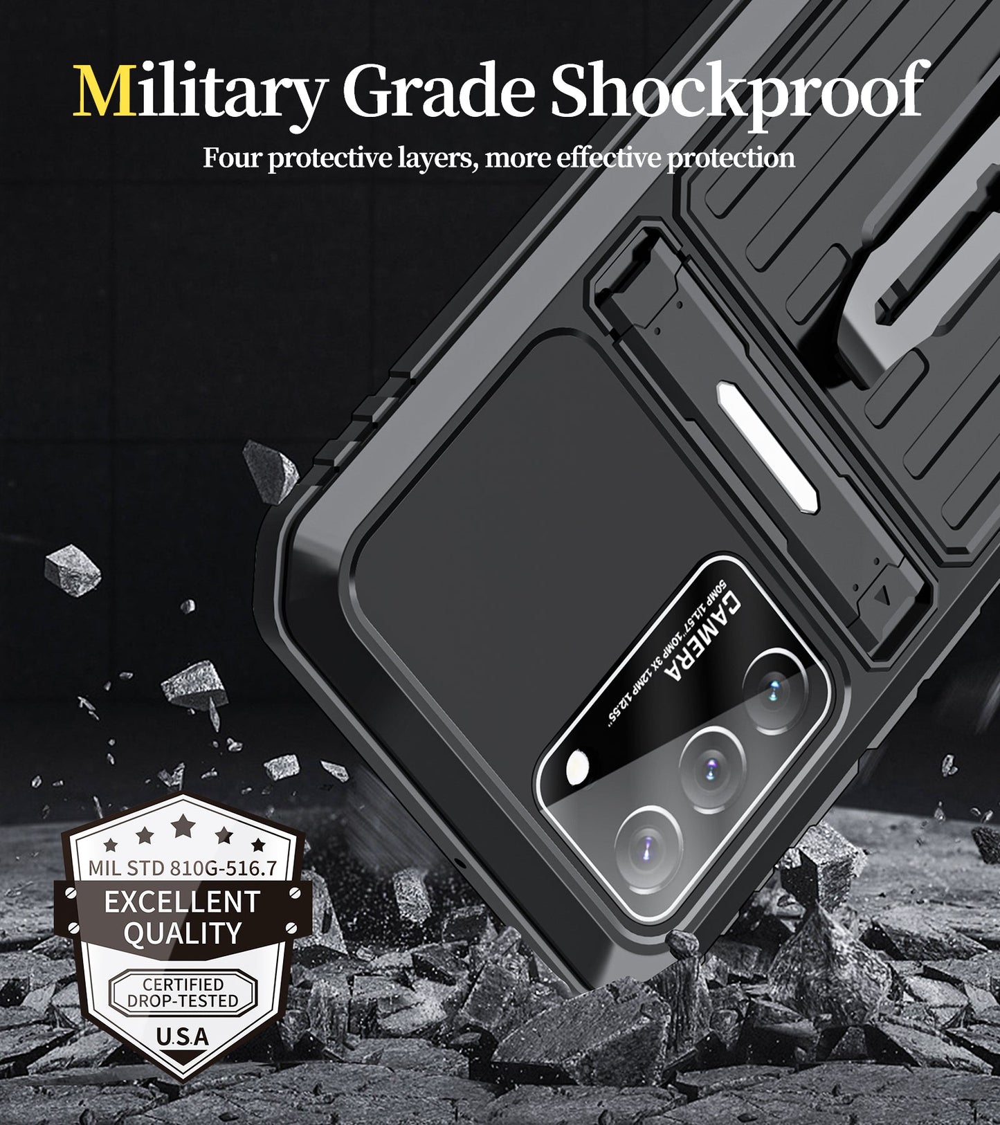 Samsung Galaxy S22 Ultra Milit?r H¨¹lle Armor Cover Shockproof Plus Metal Back Clip Invisible Bracket